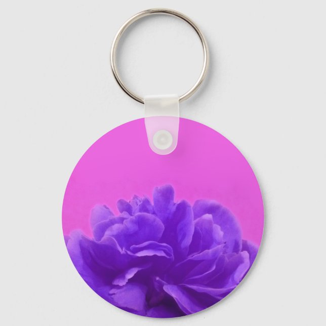 Purple and Raspberry Floral Art Keychain (Front)