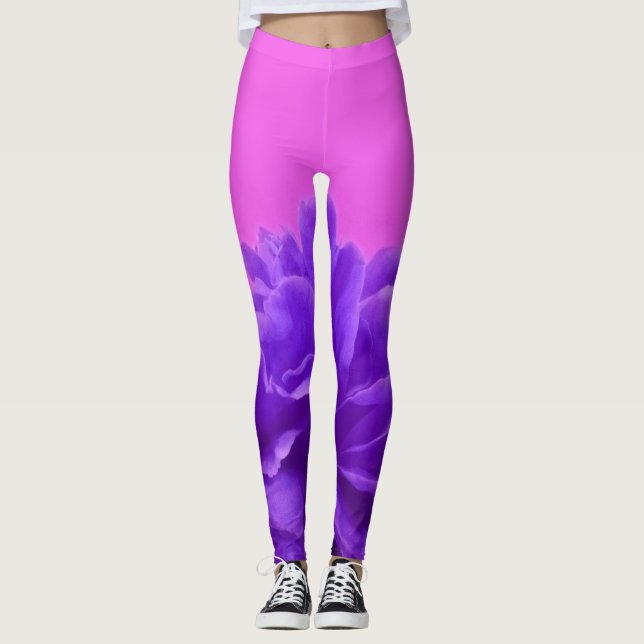 Purple and Raspberry Floral Leggings (Front)