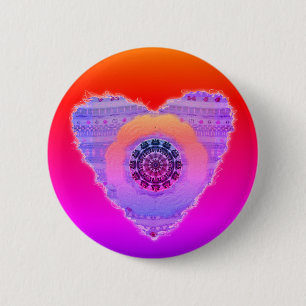 Purple and Red Glowing Hearts Pattern 2 Inch Round Button