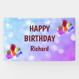 Purple  and Red Happy Birthday Banner