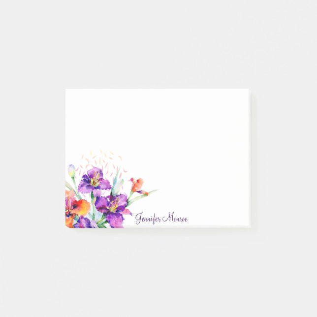 Purple and red Iris personalized Post-it Notes (Front)