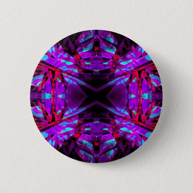 Purple and red kaleidoscope pattern 2 inch round button (Front)