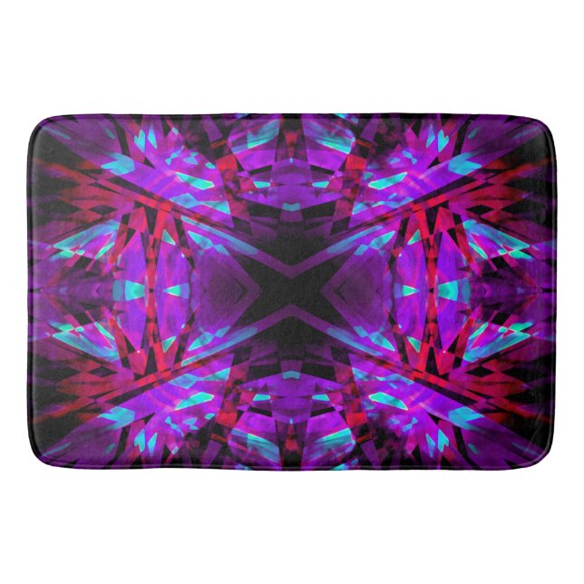 Purple and red kaleidoscope pattern bath mat (Front)