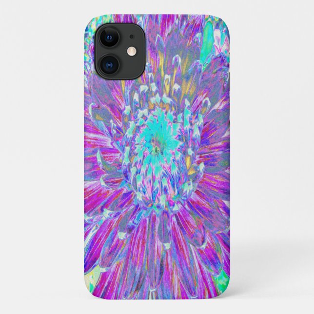 Purple and Robin's Egg Blue Decorative Dahlia Case-Mate iPhone Case (Back)