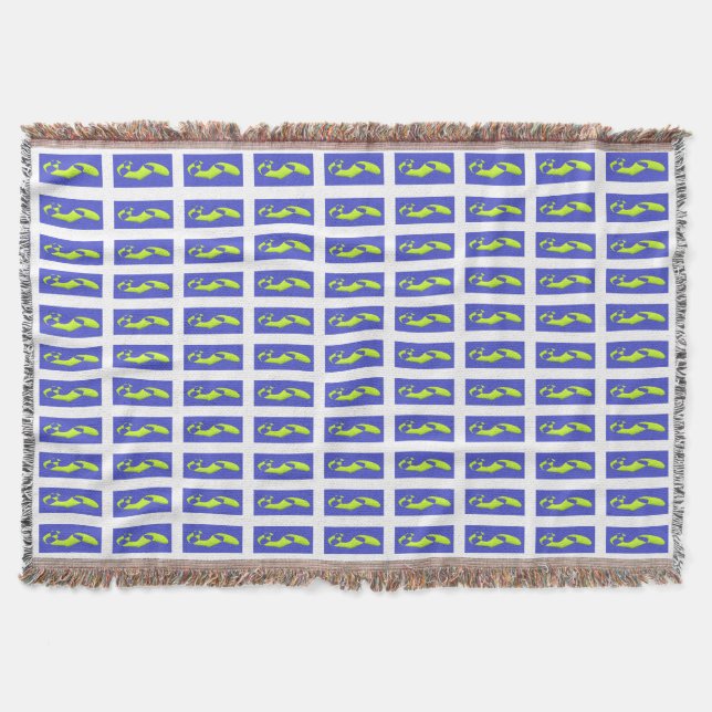 PURPLE AND ROYAL BLUE ART PATTERNED THROW BLANKET (Front)