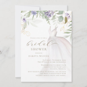 Purple and Sage Green Wildflower Bridal Shower Invitation
