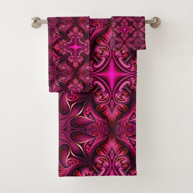 Purple and Scarlet Bath Towel Set (Insitu)
