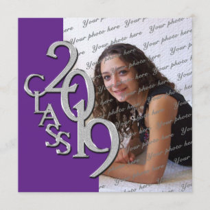 Purple and Silver 2019 Graduation Invitation