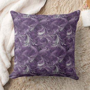 Purple and silver abstract pattern throw pillow