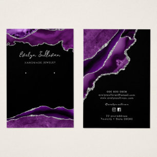 Purple and silver agate jewellery display card