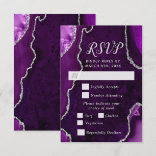 Purple and Silver Agate Meal Choice RSVP Card