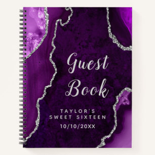 Purple and Silver Agate Sweet Sixteen Guest Book