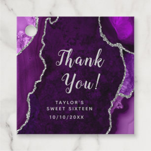 Purple and Silver Agate Sweet Sixteen Thank You Favour Tags