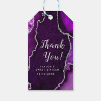 Purple and Silver Agate Sweet Sixteen Thank You