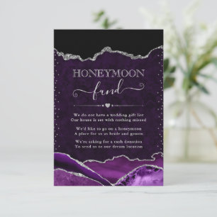 Purple and Silver Agate Wedding Honeymoon Fund Enclosure Card