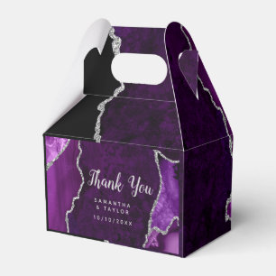 Purple and Silver Agate Wedding Thank You Favor Box
