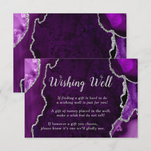 Purple and Silver Agate Wedding Wishing Well Enclosure Card