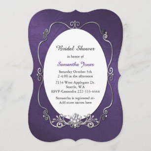 Purple and Silver Bridal Shower Invitation
