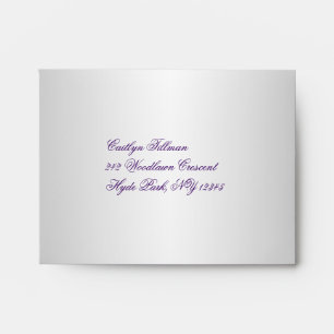 Purple and Silver Damask Envelope for RSVP Card