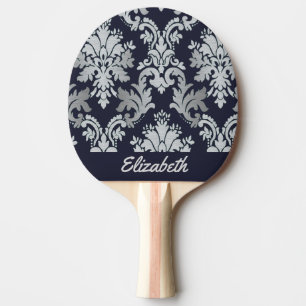 Purple and Silver Damask Personalized Paddle