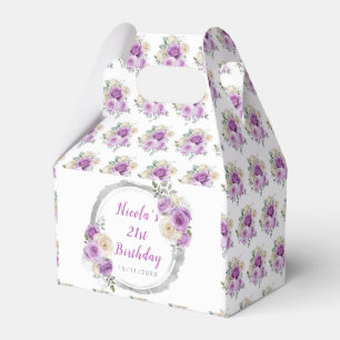 Purple and Silver Elegant Flowers Birthday Favor Box