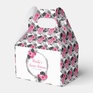 Purple and Silver Elegant Flowers Sweet Sixteen Favor Box