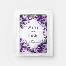 Purple and Silver Floral-Accented Ivory Wedding