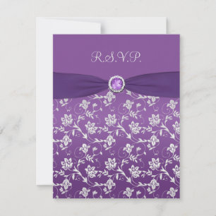 Purple and Silver Floral RSVP Card