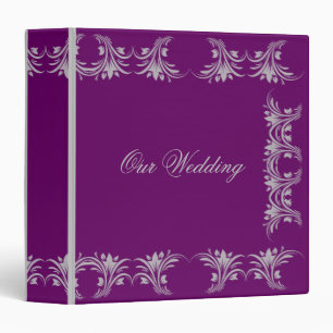 Purple and Silver Floral Scroll Binder
