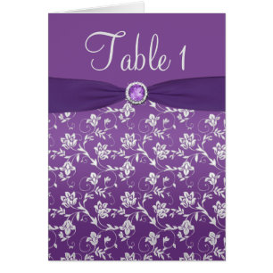 Purple and Silver Floral Table Number Card