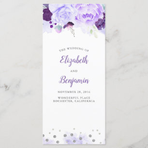 Purple and Silver Floral Wedding Programs