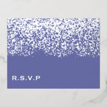 Purple and Silver Foil Wedding RSVP Card
