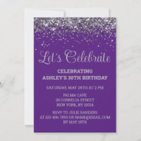 Purple and Silver Glitter 30th Birthday Party