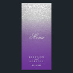 Purple and Silver Glitter  - Menu<br><div class="desc">⭐⭐⭐⭐⭐ 5 Star Review. Dinner Menu ready for you to personalize. Featured in a modern day purple and silver faux glitter design. Great for a wedding, anniversary, birthday, black tie event, office party, etc... Matching products are available - 📌 If you need further customization, please click the "Click to Customize...</div>