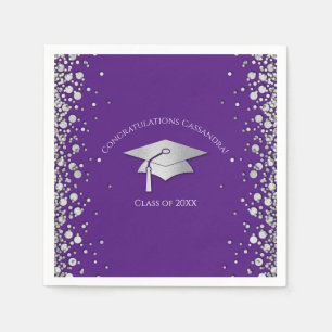 Purple and Silver Graduation Napkin