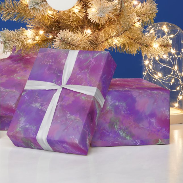 Purple and silver Marble Pattern Wrapping Paper (Holidays)