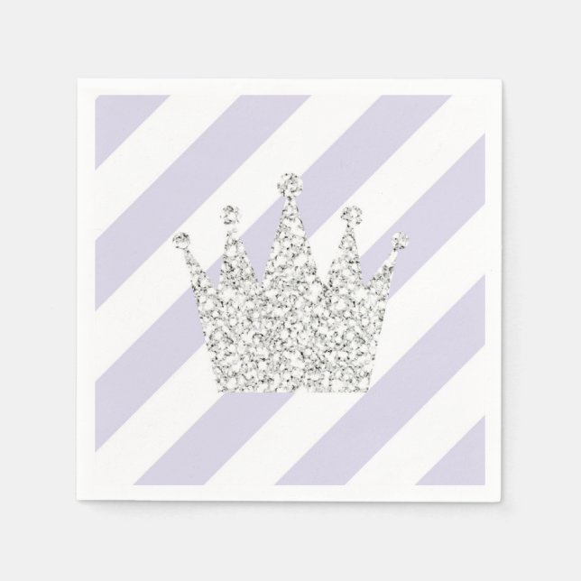 Purple and Silver Princess Crown Napkins (Front)