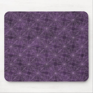 Purple and Silver Spiderweb Gothic Pattern Mouse Pad