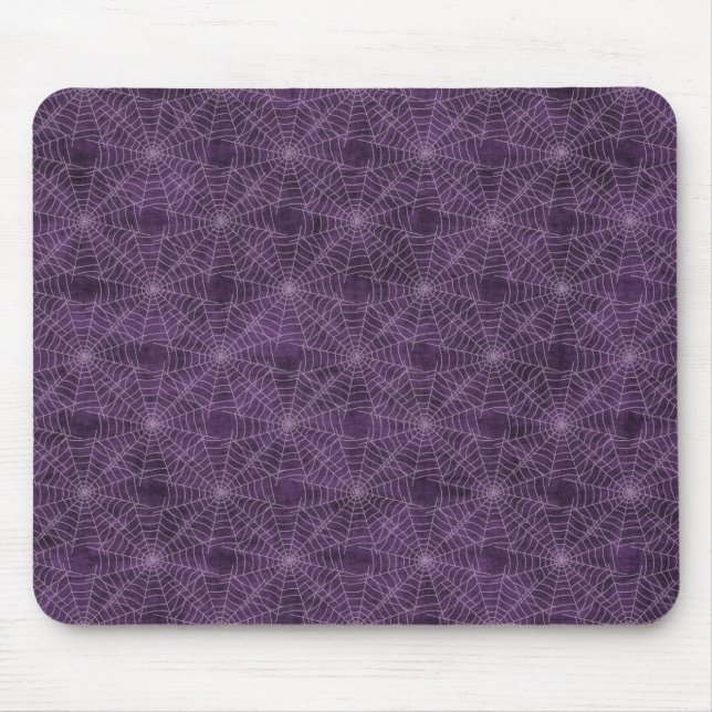 Purple and Silver Spiderweb Gothic Pattern Mouse Pad (Front)