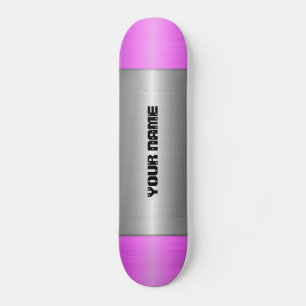 Purple and Silver Stainless Steel Metal Skateboard