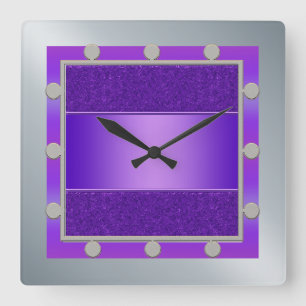 Purple and Silver Wall Clock