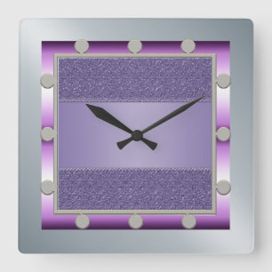 Purple and Silver Wall Clock