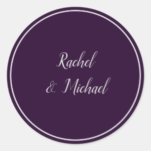 Purple and Silver Wedding Delight Classic Round Sticker