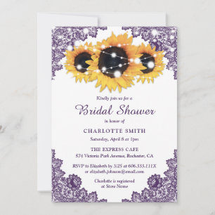 Purple and Sunflower Bridal Invitation