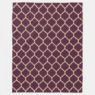Purple and Tan Moroccan Quatrefoil Pattern Fleece Blanket