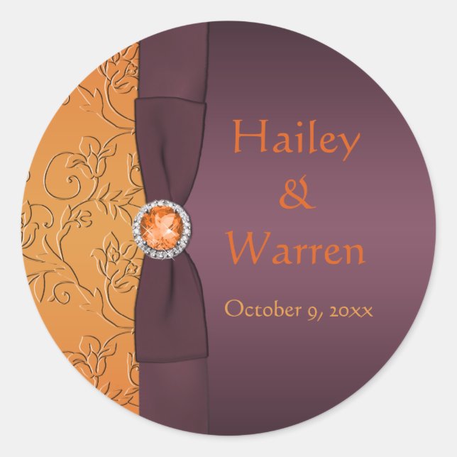 Purple and Tangerine 1.5" Diameter Round Sticker (Front)