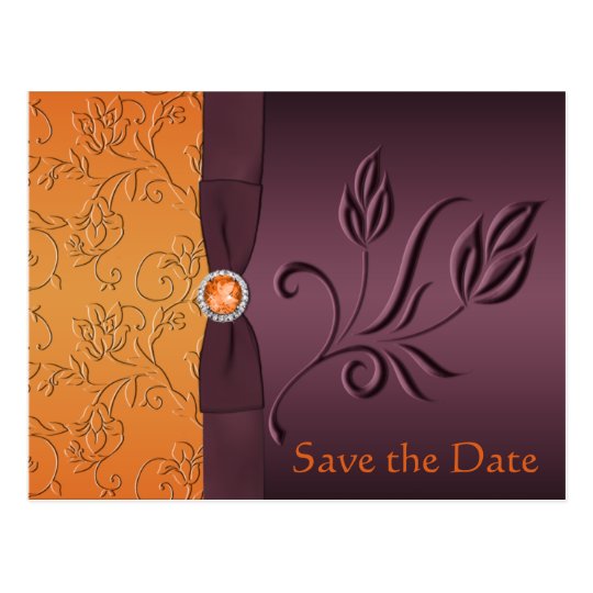 Purple and Tangerine Save the Date Card