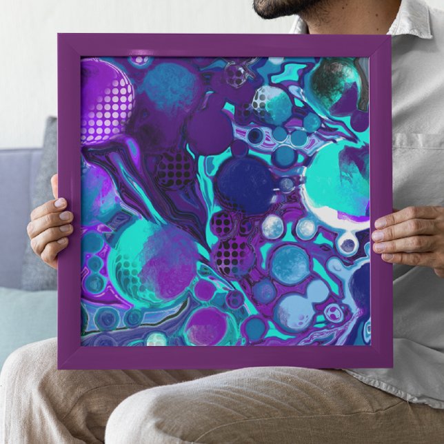 Purple and Teal Abstract Digital Pour Painting   Photo Print (Creator Uploaded)