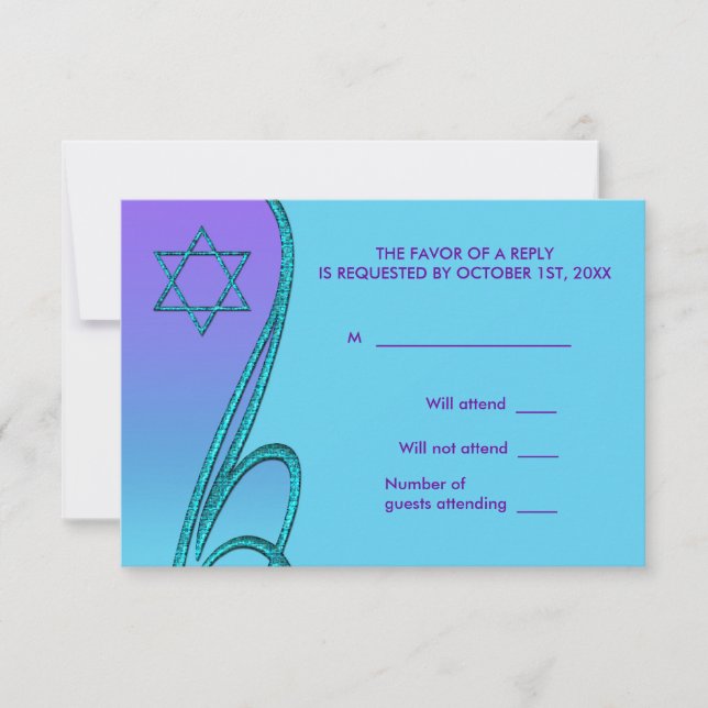 Purple and Teal Blue Bat Mitzvah RSVP (Front)