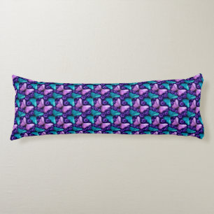 Purple and Teal Butterfly Pattern   Floral Seamles Body Pillow